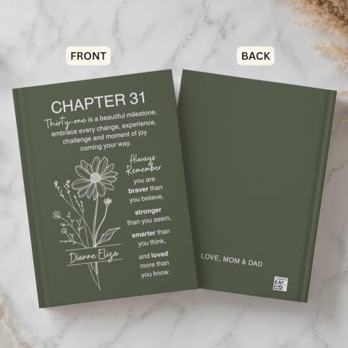 Personalized 31st Birthday Journal for Women, Custom Name Birth Flower Notebook, Hardcover Floral Writing Diary, Matte Lined Journal Gift for Daughter, Granddaughter, Niece, Sister or Best Friend - ABDAY31_1 - Image 2