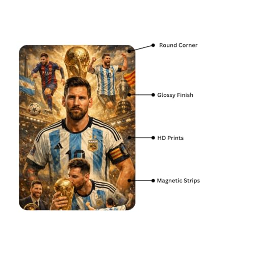 Image of Zesta Bathroom Decor Items Washroom Decor Tin Sign | Aesthetic Posters Wall Poster for Bedroom | Magnetic Cafe Decoration Items /Restaurant Decorations Items | Quirky Home Decor Bar Accent (Messi)