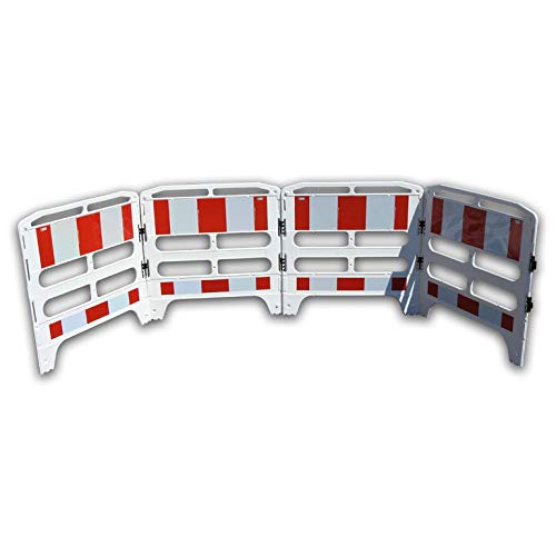 UvV Schachtschutzgitter Schachtabsperrung Schranke + Tastleiste (Klasse RA1 Reflexfolie rot/weiss) HD-PE Kunststoff Weiss 4 Elemente je 100 x 100 cm