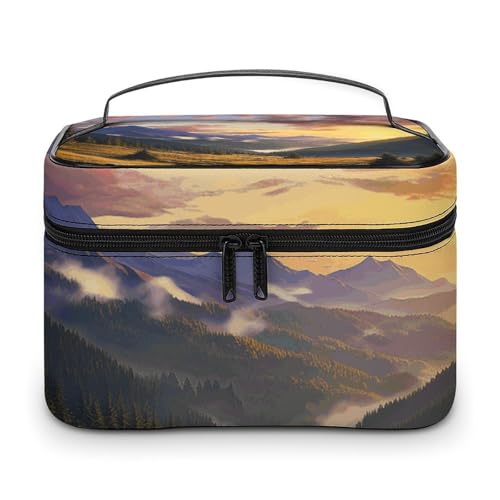 Foldable Travel Luggage Bag for Men And Women, Dry And Wet Separation Portable Travel Luggage Bag, Mountain Sunset Landscape Printed Waterproof Sports Luggage Bag, Fitness Bag