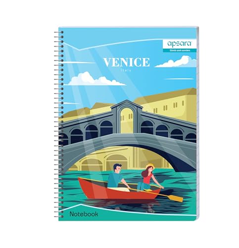 Image of Apsara Spiral Notebook 1Subject 29.7X21 140Pages Blue Single Line 60gsm For School, College Students and Professionals (Covers May Differ)
