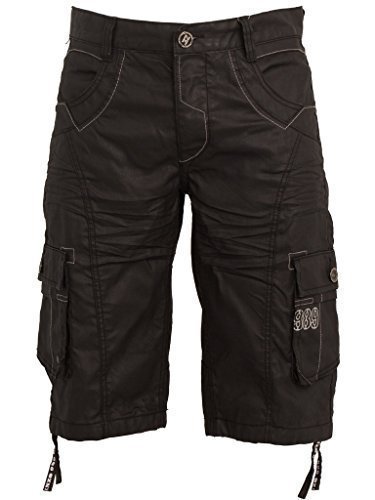 New ENZO Mens Cargo Combat Summer Coated Shorts Black Sizes 28-42