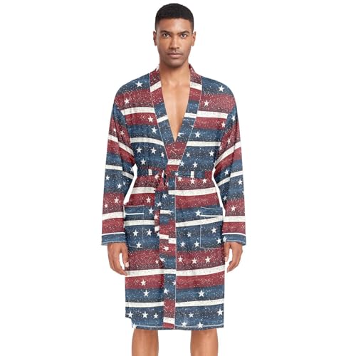 siphylline Bata de baño cómoda para hombre, con cuello en V, para el hogar, la playa, talla M, Ejército de la Independencia, Medium