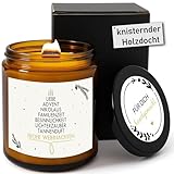 Handgemachte Sojawachskerze aus Oldenburg | Knisternde Weihnachtskerze mit Holzdocht | Duft: Apfel & Zimt | Edle Geschenkidee | Natürliche Aromakerze für Advent & Familie