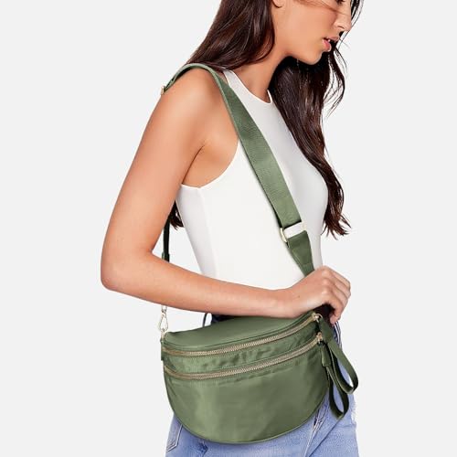 Image of hibear Checkered Crossbody Bag Spacious Bum Bags for Women Nylon Crossbody Fanny Packs Checkered Purse Belt Wallet