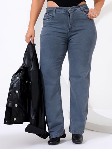 Image of Nifty Women's High Rise Denim Stretchable Straight Fit Plus Size Jeans