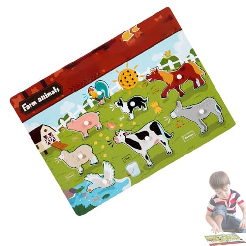 サウンド付きペグパズル、漫画子供のおもちゃペグパズル動物乗り物、木製ペグパズルおもちゃ、学習おもちゃ子供向けジグソーパズルギフト、早期学習おもちゃとしての赤ちゃん幼児の最初のパズル
