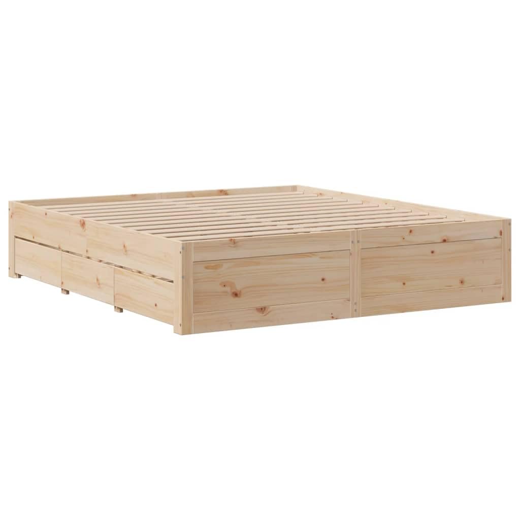 Furniture Item Home Bettgestell ohne Matratze mit Schubladen 180x200 cm Super King Massivholz Kiefer Möbel