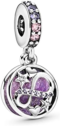 Pandora Moments Women's Sterling Silver Glittering Infinity Hearts & Stars Dangle Charm for Bracelet
