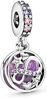 Pandora Moments Women's Sterling Silver Glittering Infinity Hearts & Stars Dangle Charm for Bracelet