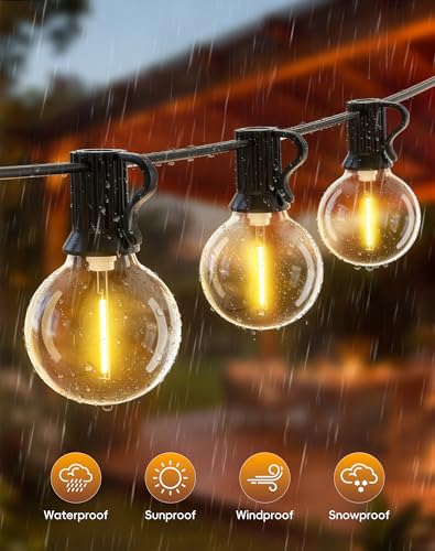 Outdoor-Garden-String-Lights-Mains-Powered 9M Festoon Lighting 30Ft Gazebo Lights Outside Waterproof Electric LED G40 Bulb Shatterproof Pergola Patio Backyard Porch Terrace Partylight Connectable - Image 4