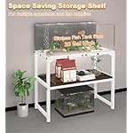 20 Gallon High Rimless Fish Tank Stand with Shelf for Storage, 2 Tiers Metal Aquarium Stand, Breeder Tank Turtle Reptile Terrariums Stand Rack for Home Office, 24" L x 12" W x 20.5" H, White - Image 3