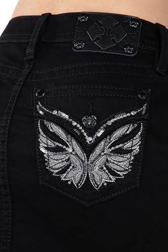 Miss Me Women's Embellished Butterfly Faux Flap Pocket Mid-Rise Mini Skirt4