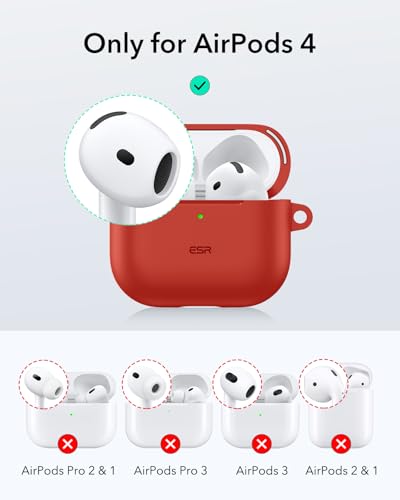Image of ESR for AirPods 4 Case, Compatible with AirPods 4th Generation Case (2024) (USB-C), Magnetic Lid Lock, Full Drop Protection Cover, Cloud Soft Case, Red