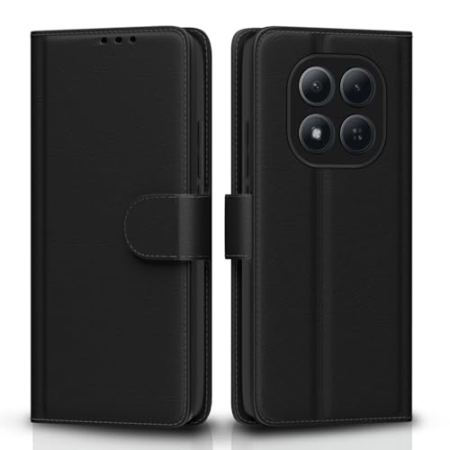 Image of Amazon Basics Flip Cover for Redmi Note 15 Pro 5G Leather Finish | Wallet Stand and Shock Proof | Inside TPU with Card Pockets | Complete Protection Flip Case (Black)