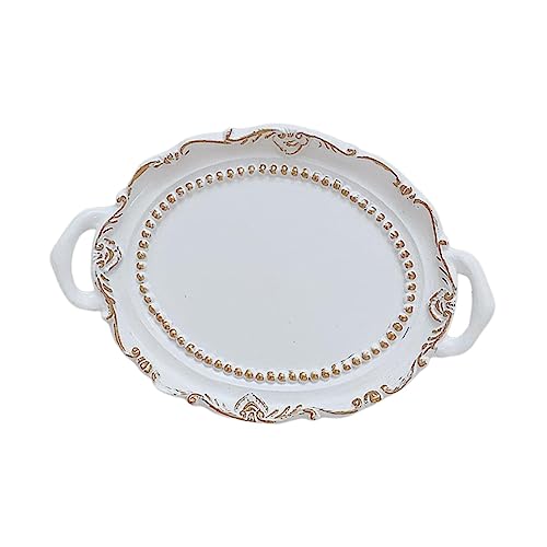 Bandejas decorativas redondas de resina para cosméticos, para entrada, encimeras de boda, color blanco, estilo europeo