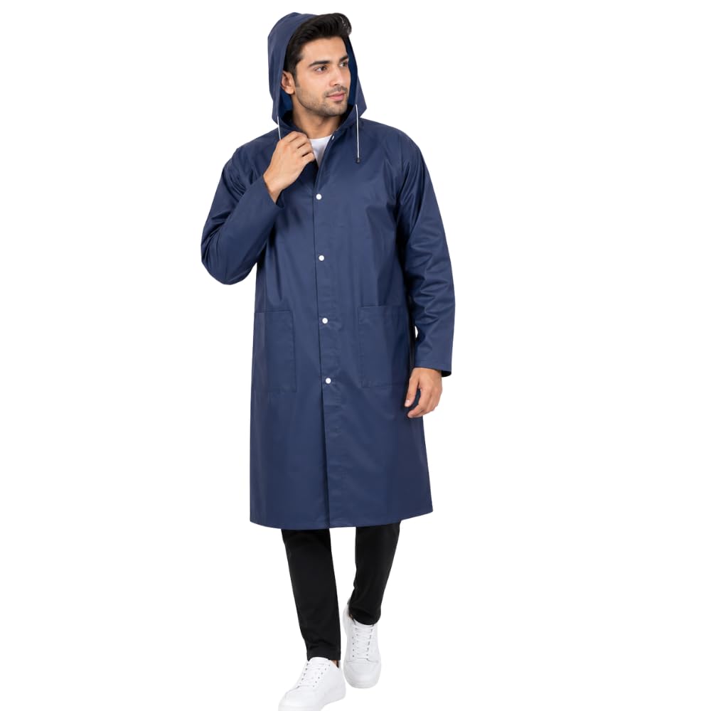 (𝐒𝐩𝐞𝐜𝐢𝐚𝐥 𝟏𝟓 𝐘𝐚𝐫𝐬 𝐖𝐚𝐫𝐫𝐚𝐧𝐭𝐲 Long Waterproof PVC Raincoat for Men, Hooded Rain Coat with Side Pockets, Heavy Duty Portable Reusable Rainwear for Bike Riding, Travel-image-46