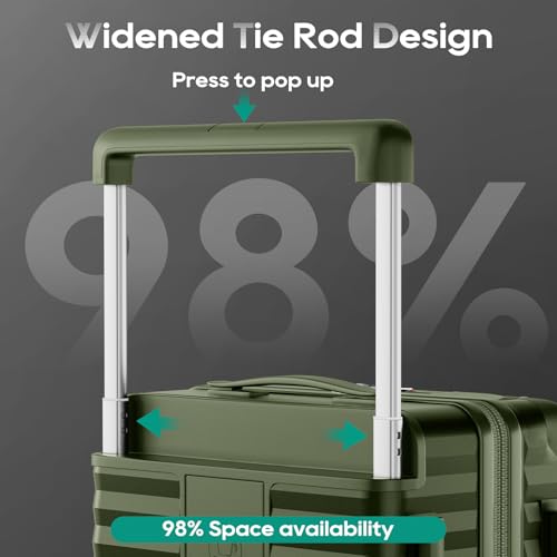 Image of Joyway Expandable 20 Inch Carry on Luggage with Front Pocket, Green | PC Hardshell Suitcase with Wheels, Laptop Compartment, Cup Holder, USB Port, Reinforced Corners, Perfect For Business Travel