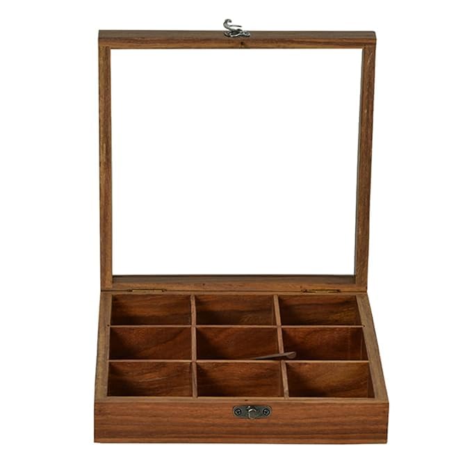 Boîte à épices Masala Dabba en bois de sheesham avec compartiments
