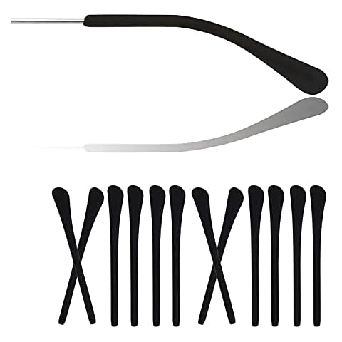 6 Pairs Eyeglass End Tips, Silicone Anti-Slip Soft Ear Sock Pieces Tube for Thin Metal Eyeglass Sunglasses, Eyewear Replacement Accessories for Eyeglasses, Black Cover