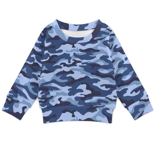 Blue CamouflageChildren's Soft Casual Basic Pullover Sweatshirt90CM
