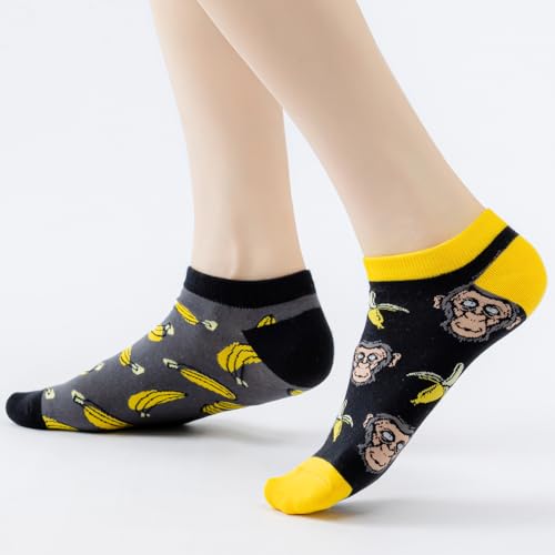 Image of 2 Pairs Funny Cartoon Animal Print Cotton Ankle Socks for Women Teens