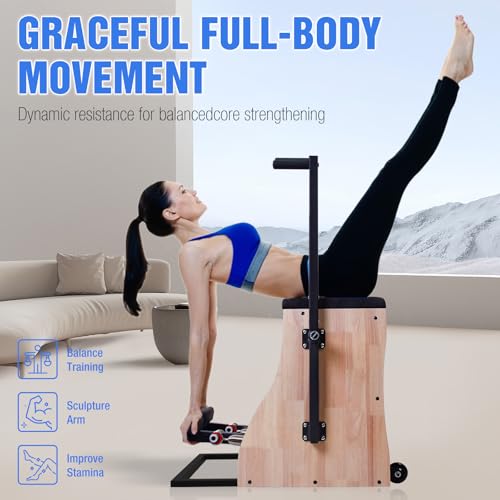 Pilates Chair for Yoga Fitness Pilates Reformer Machine with Split Pedal,Handles & Springs of Different Resistances Pilates Combo Equipment Non-Slip Socks for Home Use Gym Workout & Rehabilitation - Image 3