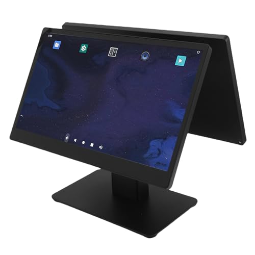 Naroote Caja Registradora con Pantalla Dual Táctil de 15,6 Pulgadas, Máquina Terminal POS Electrónica con Android 11, Módulo WiFi, CPU de 4 Núcleos, 2 GB de RAM y 32 GB de ROM (Enchufe Europeo 800W)