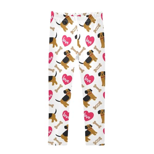 ALAZA Girls' Leggings Children's Yoga Pants Skinny Printed Dance Dog Bones Love Comfortable 4T
