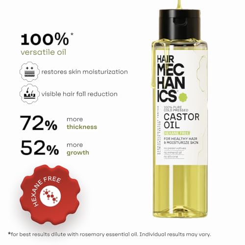 Image of 100% Pure Cold Pressed Castor Oil | Hexane Free | Unrefined & Plant Based | Multi-Use Oil for Hair Growth & Thickness | Supports Eyebrows & Lashes | Scalp Care | Deep Skin Moisturizing | Non-Sticky | 100ml