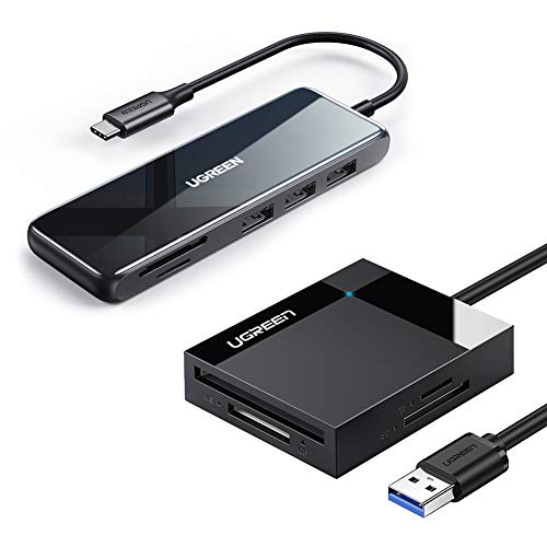 Bundle UGREEN SD Card Reader USB 3.0 Card Hub Adapter with USB C Hub, USB C HDMI Adapter 4K 60Hz 6 in 1 Type C Hub