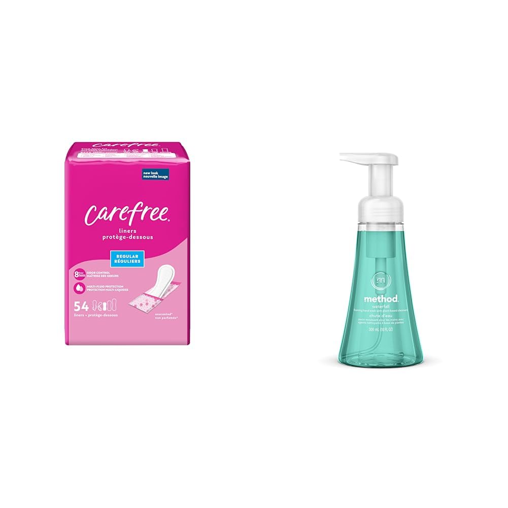 Carefree Panty Liners 54ct + Method Foaming Hand Soap Waterfall 10 Fl Oz