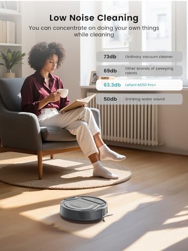 Lefant M210 Pro+ Robot Vacuum Cleaner, 4000Pa Strong Suction, PreciSense Obstacle Avoidance, 200 Mins Runtime, 7.9 cm Thin 28cm Diameter, Self-Charging, Quiet, for Pet Hair and Hard Floors, Dark Grey - Image 7
