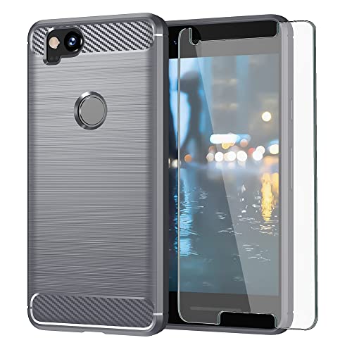 Asuwish Phone Case for Google Pixel 2 Tempered Glass Screen