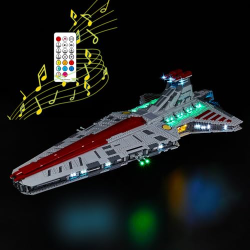 BrickSoul Led Light Kit for Lego Venator, Compatible with 75367 Lego Light Kit, Light Up Your Legos Class Republic Attack Cruiser Building Set - NO Lego Blocks Set (RC Sound Version)