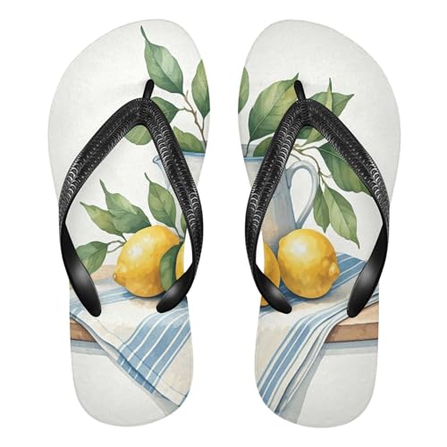 Burbuja Lemon Teapot Flip Flops for Women Men, Soft Thong Sandals Rubber Slippers for Pool Beach Essentials