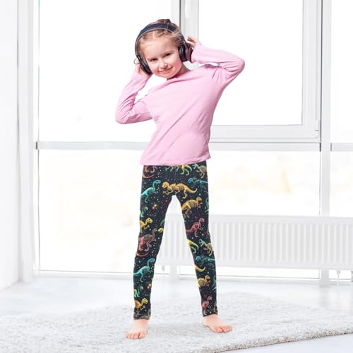 Boccsty Colorful Dinosaur Skeleton Girls Leggings Kids Yoga Pants Dance Active Tights 4T4