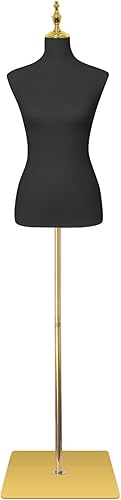 SHAREWIN Maniquí de forma de vestido para coser femenino de cuero beige maniquí torso con soporte de metal desmontable de alta estabilidad altura