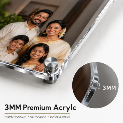 Image of Personalized Acrylic Photo Frame | Premium Crystal Clear Acrylic with HD UV Print | Custom Picture Frame for Home Decor, Wedding, Anniversary, Birthday & Gift Purposes (A3)