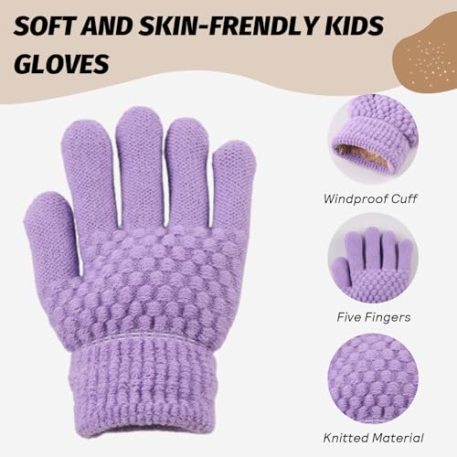 Image of JANGANNSA Cold Weather Kids Gloves Warm Knitted Children Magic Glove With Fleece Lining Winter Gloves For Boys Girls