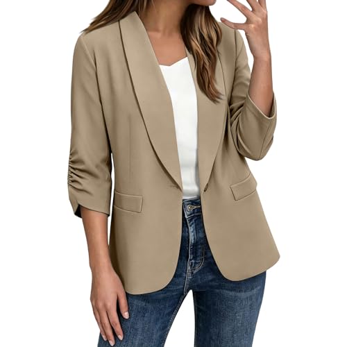 Blazers for Women Business Casual, Open Front 3/4 Sleeve Suit Jacket Cropped Blazers Office Work Cardigan Jacket - Image 6