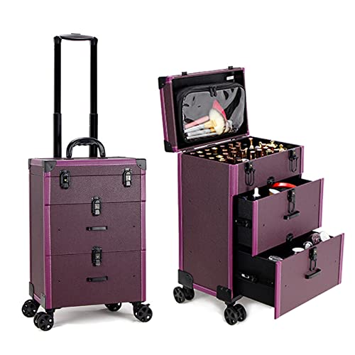 Valise à roulettes à 3 plis pour organiser vos fournitures d'ongles et cosmétiques