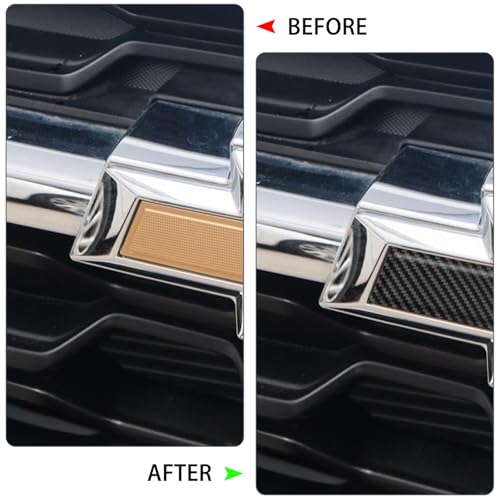 Image of QianBao Compatible with Carbon Fiber Vinyl Wrap 11.8 inch x 4 inch Chevy Bowtie Emblem Wrap Kit with Spatula and Cutter 3 Pcs Universal Logo Overlay Black