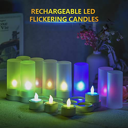 Topyond Bougies Chauffe-Plat Rechargeables sans Flamme à LED, 6 Couleurs changeantes avec télécommande, Bougies sans Flamme vacillantes pour la décoration intérieure, USB pour Une – Image 7