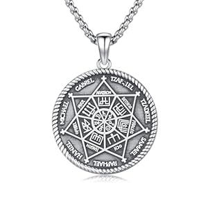 Seven Archangels Mark Necklace for Men 925 Sterling Silver Archangel Necklace Medal Pendant Jewelry Talisman Amulet Necklace for Birthday Holiday Graduation Anniversary