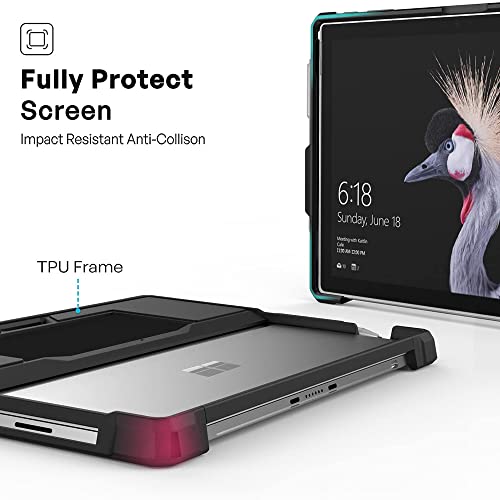 Image of SwooK Case Fit Microsoft Surface Pro 7 Plus /Pro7 /Pro 6 /Pro 5 /Pro 2017 /Pro 4 /Pro LTE, All-in-One Protective Rugged Cover Case with Pen Holder, Hand Strap, Compatible with Type Cover Keyboard, Black