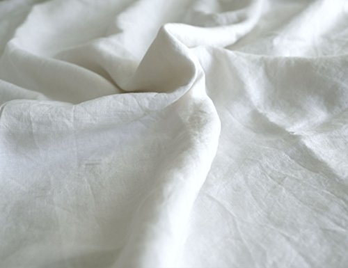 meadow park Stone Washed Pure Linen Duvet Cover Set 3 Pieces - King Size - 104 inches x 94 inches - Shams 20 inches x 36 inches, Double Ruffled Edge Style - Corner Ties, Super Soft, White - Thumbnail 5
