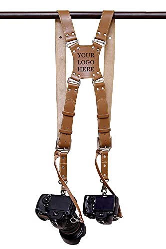 Image of Golden Arrow Leather Camera Strap Belt with Personalised Logo - The Warrior (Tan)