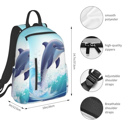 Casual Backpack for Women Men Cute Dolphin Lightweight Daypack Large Capacity Nurse Bag4