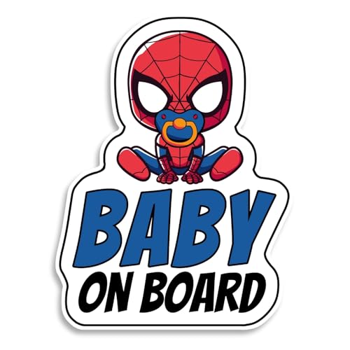 Image of Baby on Board Signs for Car, Super-Hero, Waterproof and UV-Resistant Baby on Board Sticker, Durable Sign for Safety Awareness, Easy to Apply for Window or Bumper